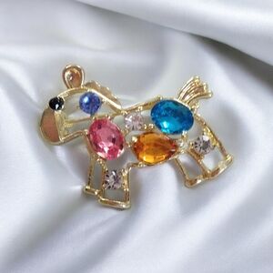 Colorful Gemstone Horse Brooch